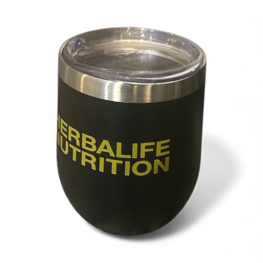 Herbalife 10 oz Tea Tumbler Black Stainless Steel With Lid Drink water Wine